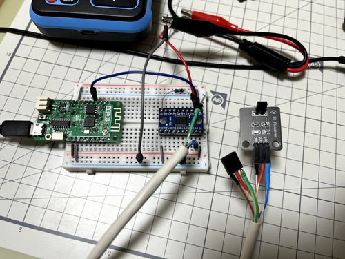 esp8266, breadboard, and ir receiver